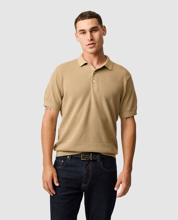Rodd and Gunn Masons Flat Knit Polo - Camel