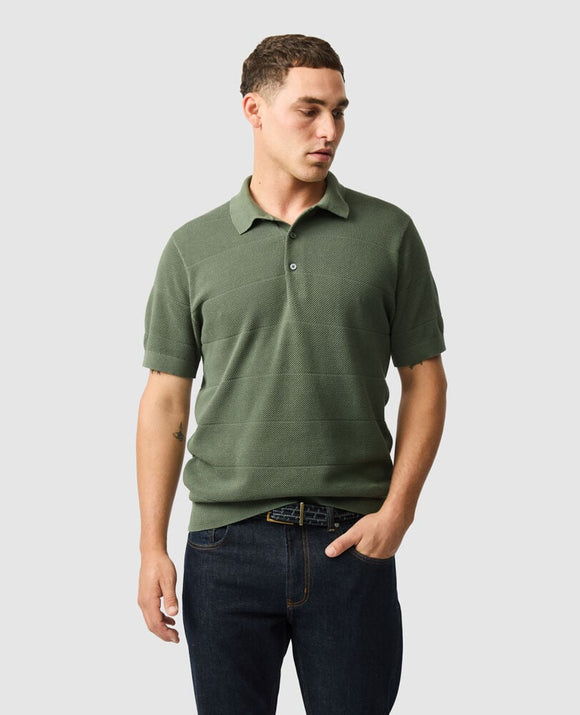 Rodd and Gunn Masons Flat Knit Polo - Forest