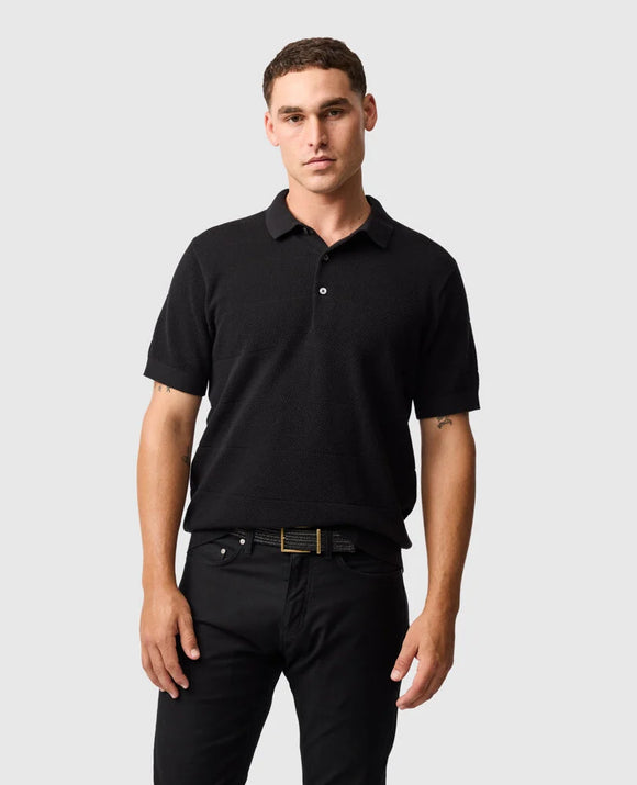 Rodd and Gunn Masons Flat Knit Polo - Onyx