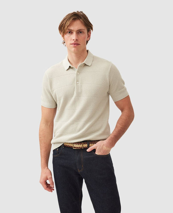 Rodd and Gunn Masons Flat Knit Polo - Stone