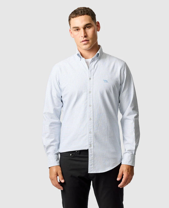 Rodd and Gunn Check Oxford 5 Sports Fit Shirt - Dusk Blue