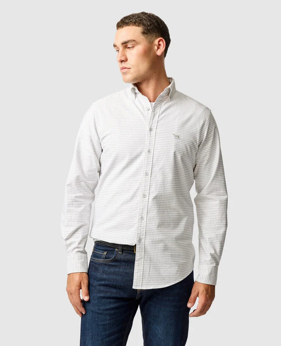Rodd and Gunn Check Oxford 5 Sports Fit Shirt - Pebble