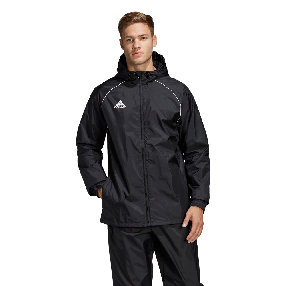 Adidas Core Rain Jacket Adult Black White Playmaker Sports