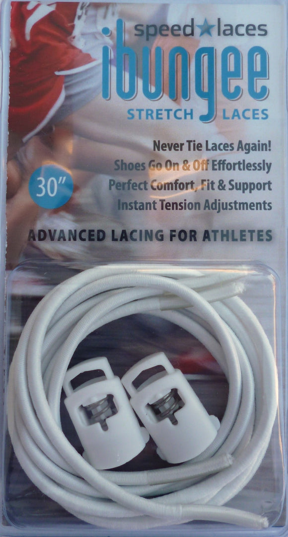 Ibungee Stretch No Tie Laces White - Playmaker Sports