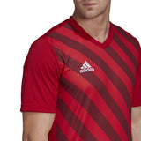 Adidas Entrada Striped Jersey - Adult - Red / Black